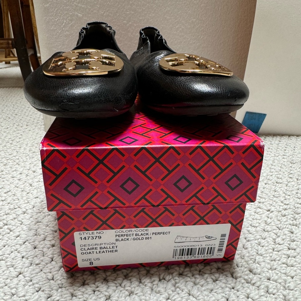 Black Tory Birch Flats size 8 - Picture 4 of 4